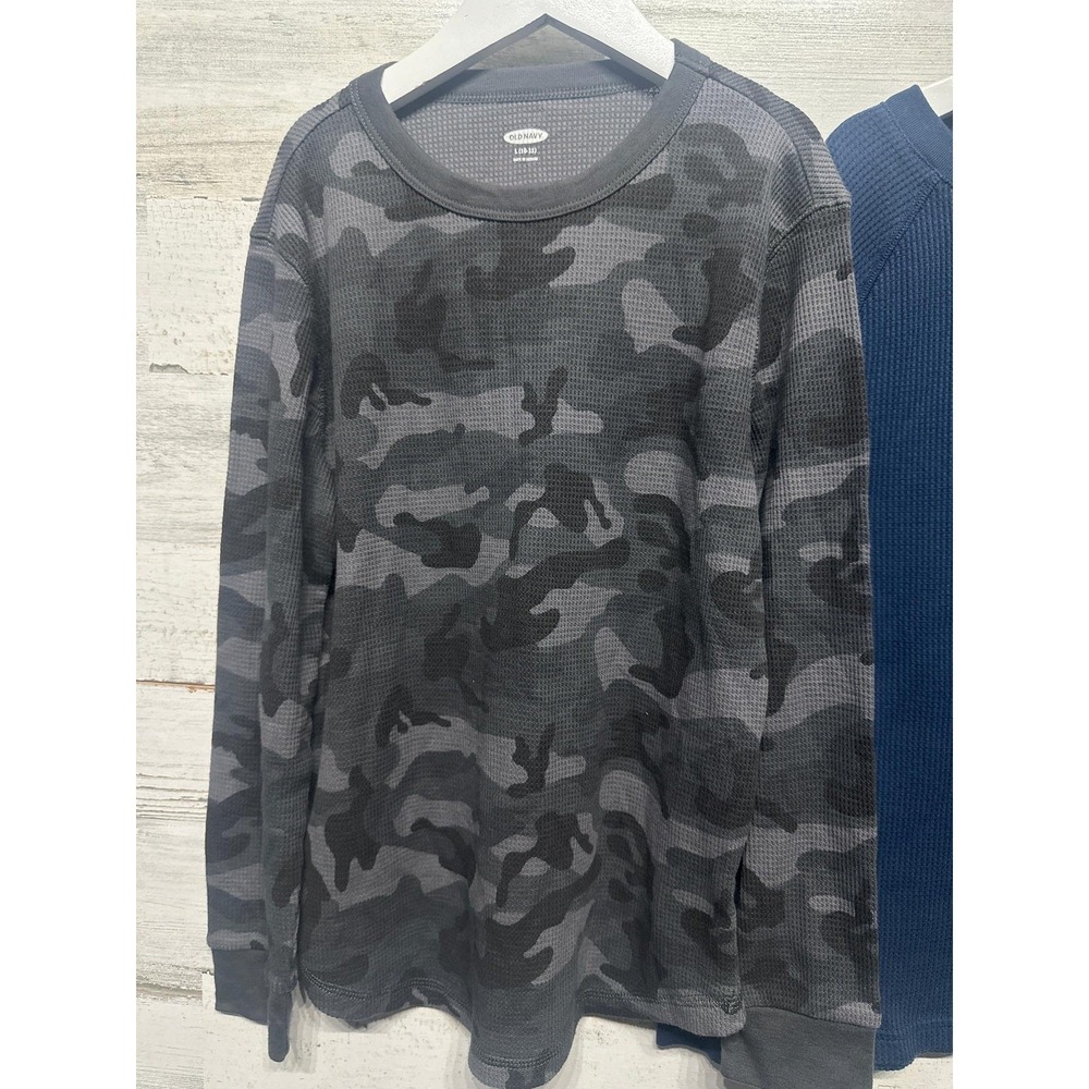Thermal Shirts Class Club Old Navy Boys Large 10-12 Blue Camo Waffle Knit - Picture 2 of 3
